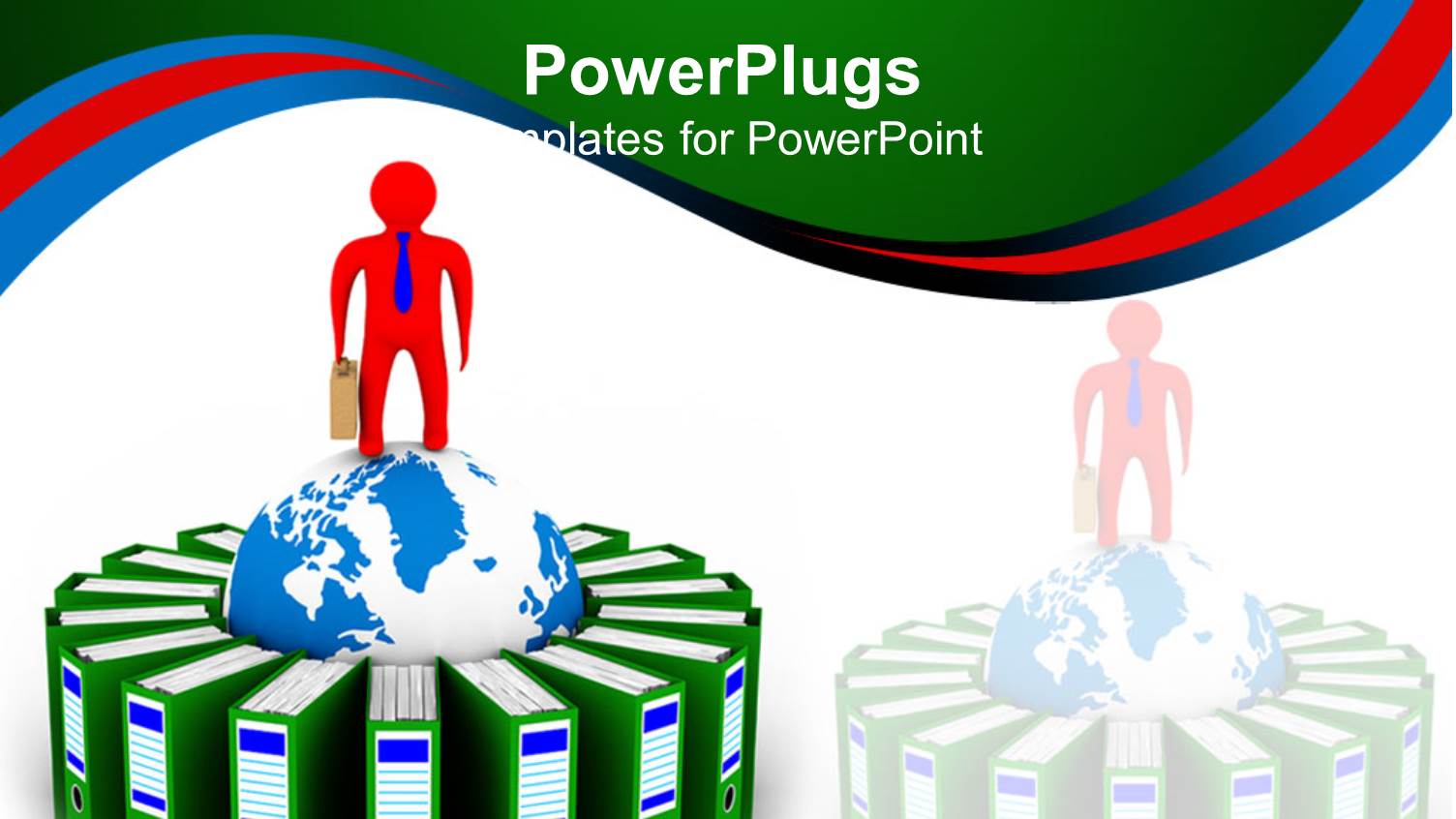 Row of Green Folders Arranged Round a Blue Earth