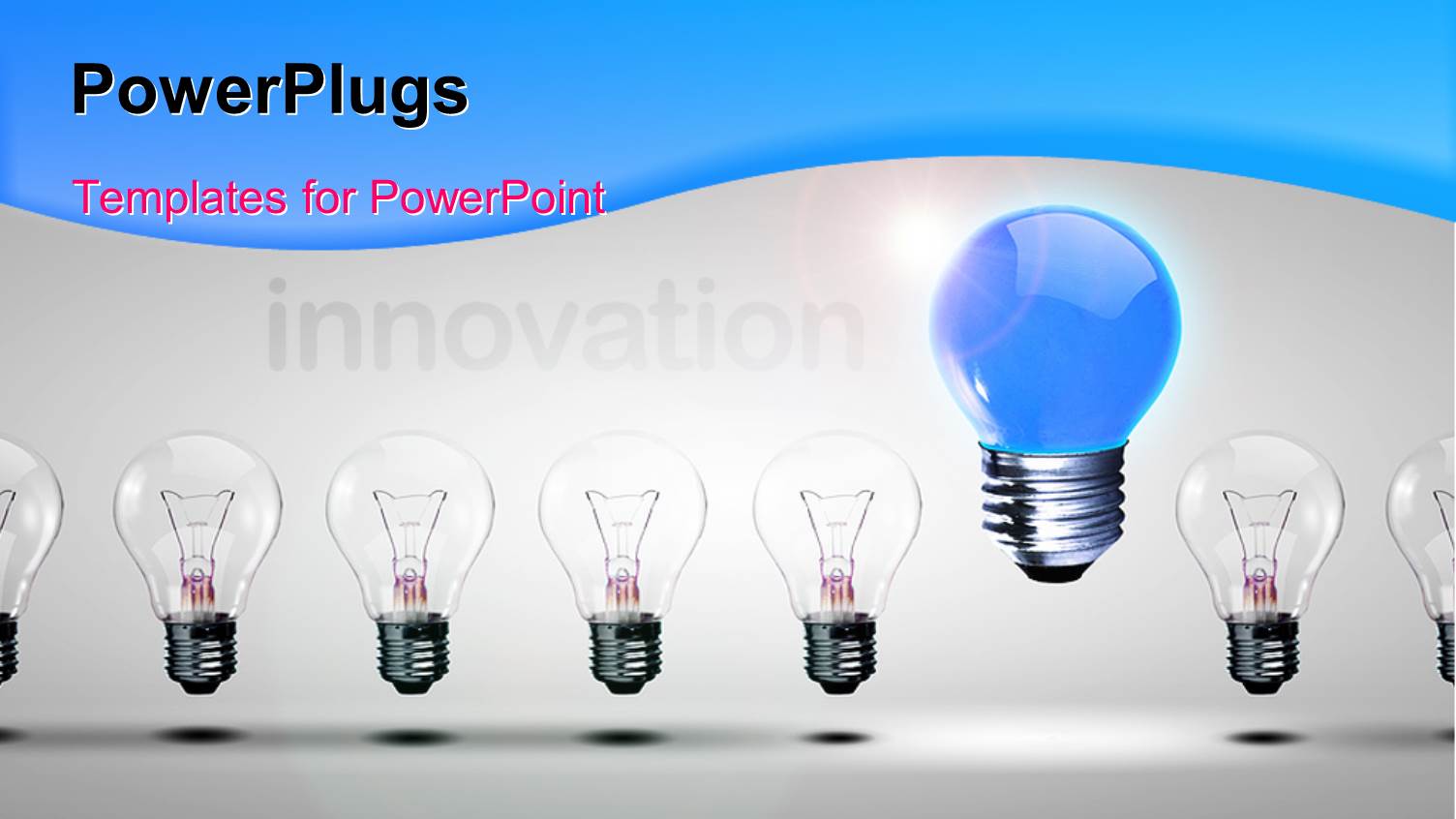 Distinct Blue Light Bulb Stands Out from Others Depicting Innovation