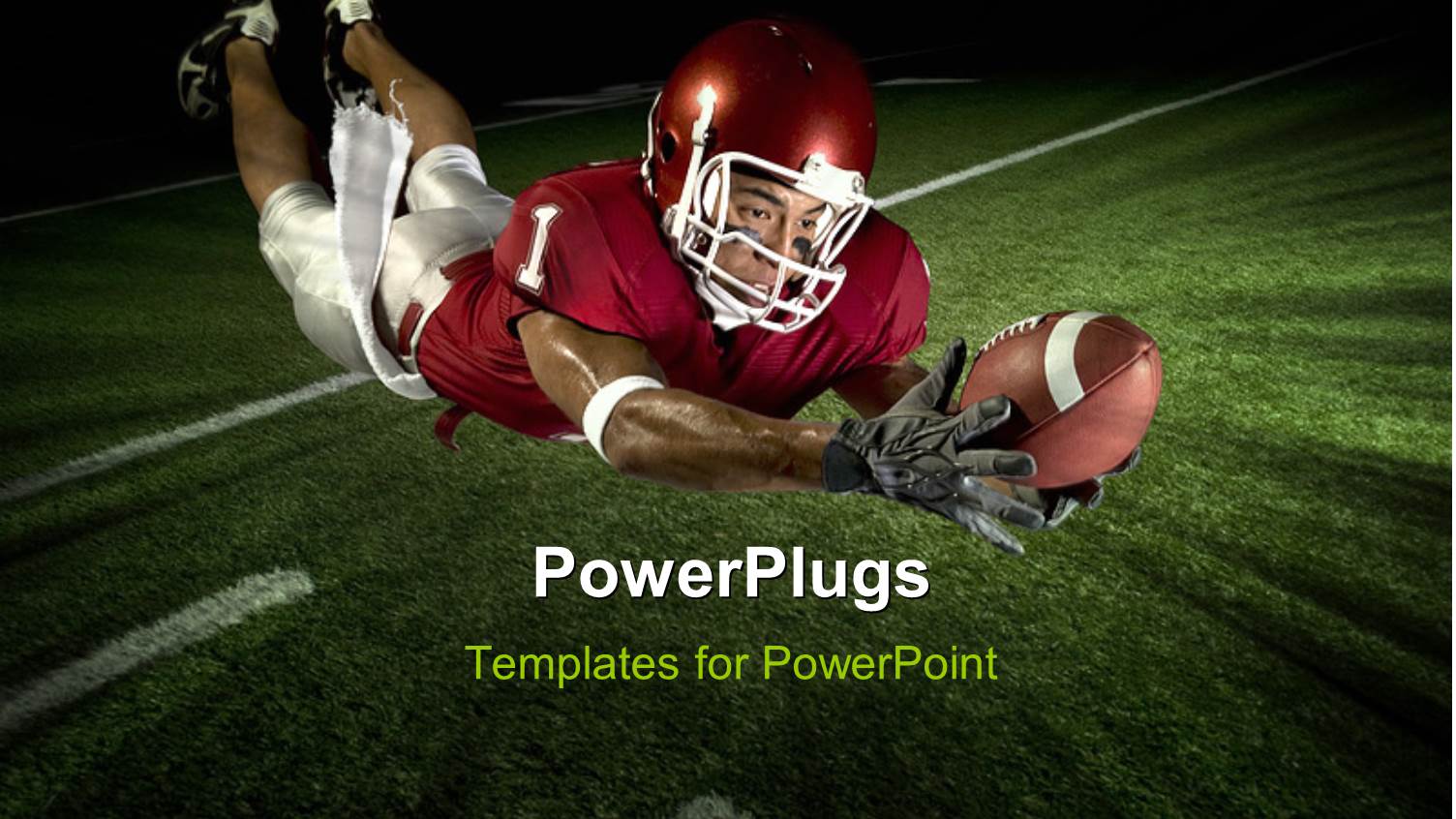 a Rugby Player Catching the Ball with Field in the Background