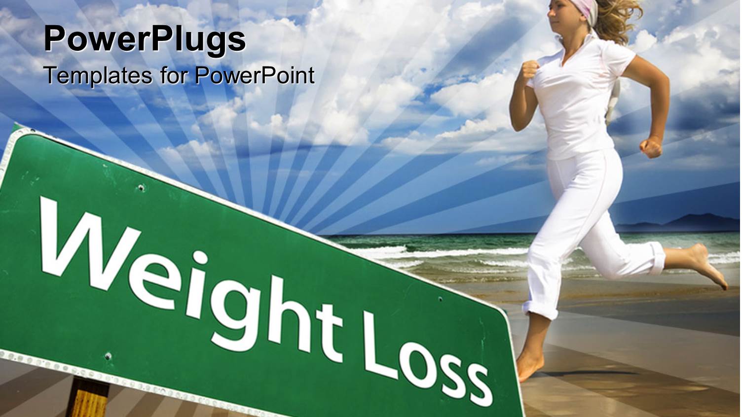 Runner in White Behind Green Weight Loss Street Sign