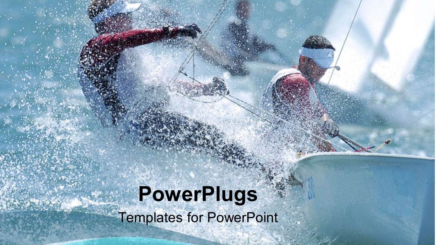 Sailors Trimming Sails on Boat on Rough Water