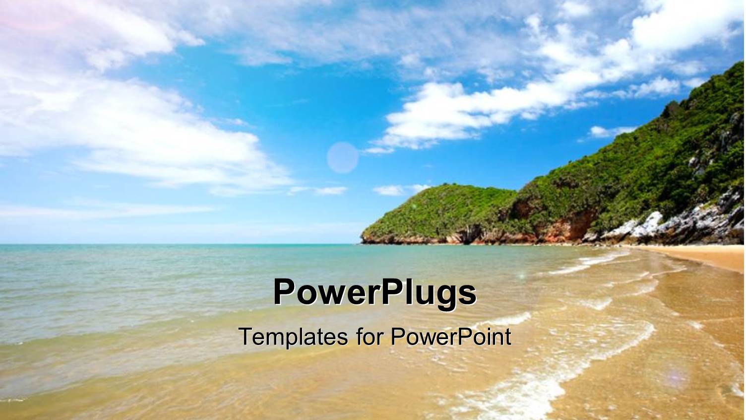 Scenery of Beach with Ocean Waves on Beach Sand and Cloudy Sky