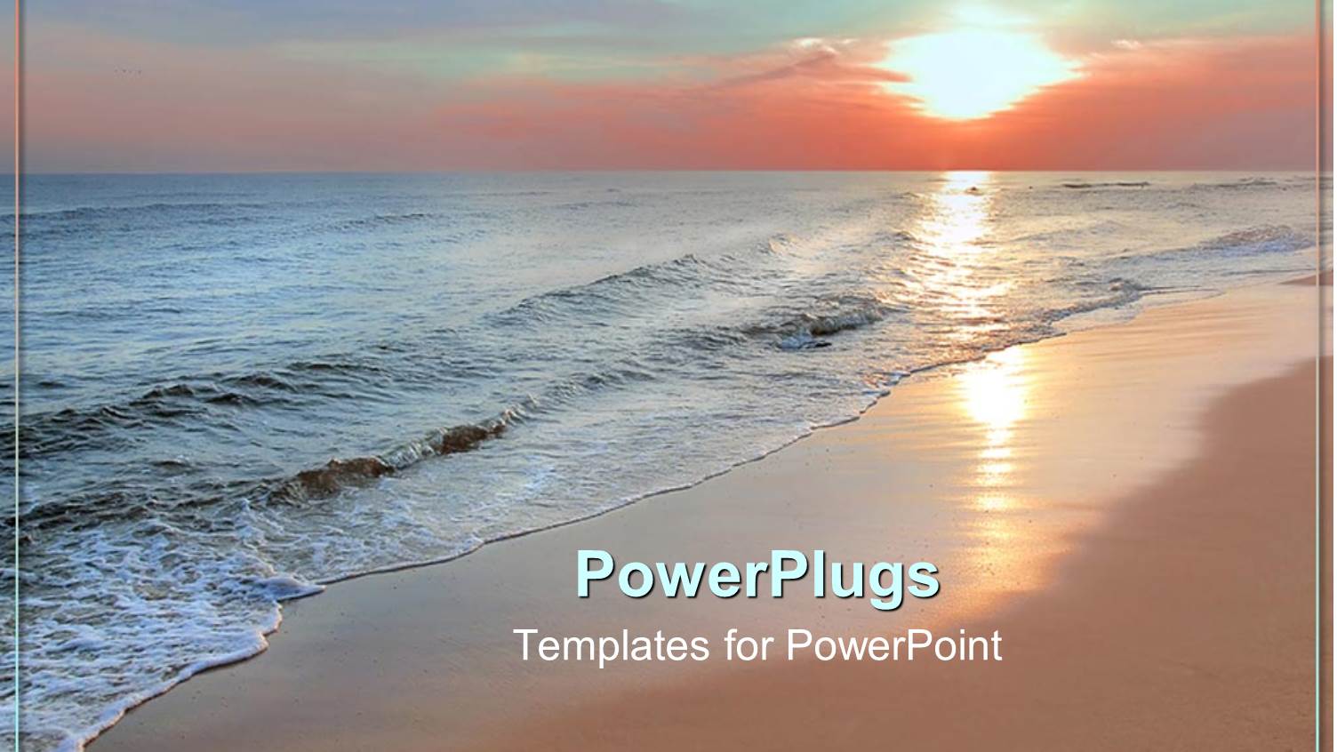 Scenery of Beautiful Beach with Sunset in Horizon Reflecting on Sea Waves 