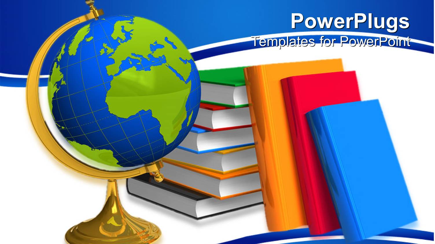 School Globe of Planet Earth and Pile of Books on White Background