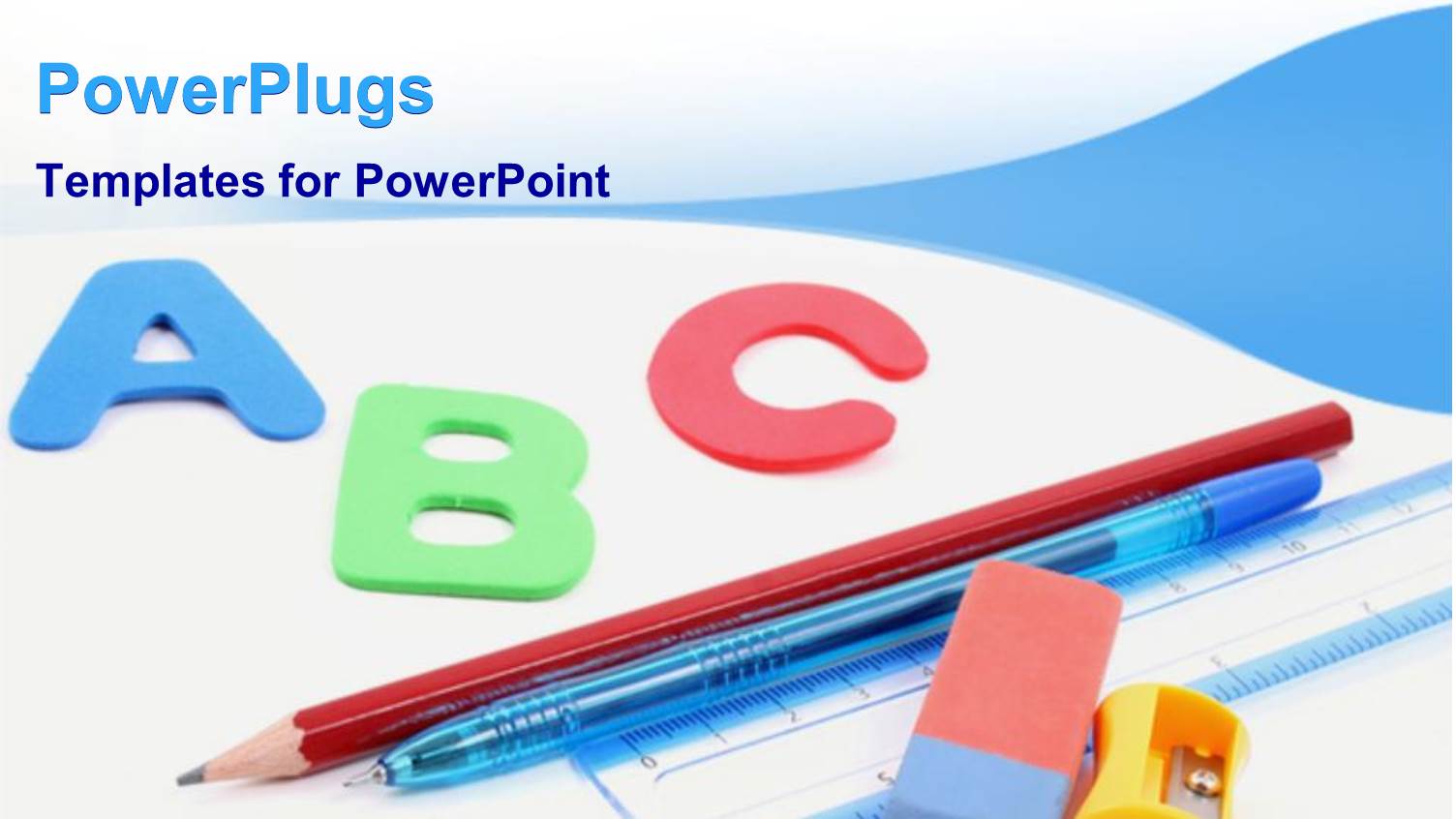 School Study Materials with Colored Alphabets on White and Blue Background