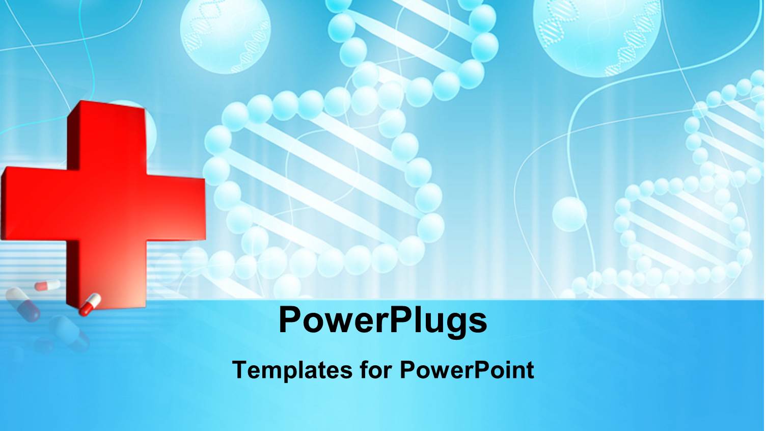 Science Background with DNA Theme and Red Cross Symbol in Foreground