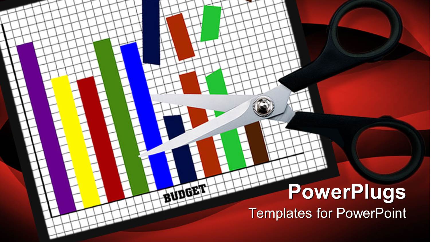 Scissors Cutting Through a Bar Chart on a Paper