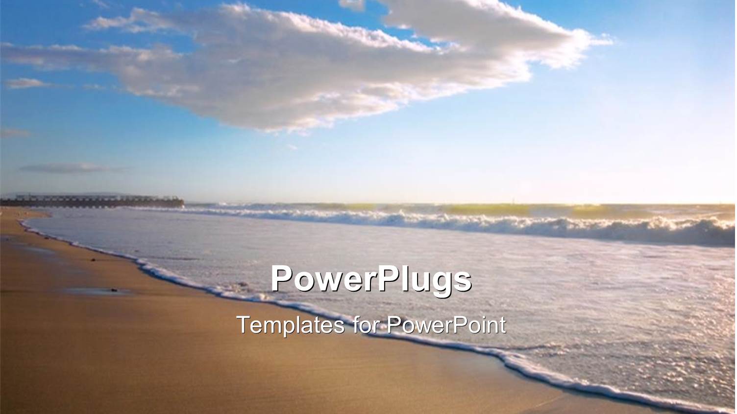 Sea Waves Moving Towards Beach with Blue Cloudy Sky Overhead 