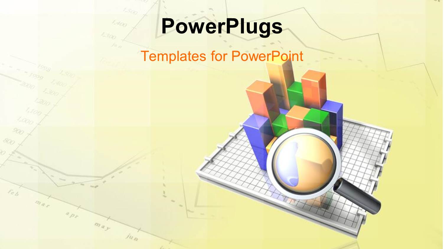 Search Glass Hovering on 3D Colored Charts and Line Chart in Background