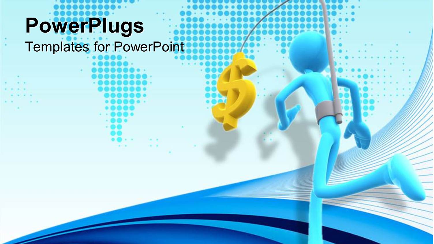 Self Motivation Metaphor with Man Wearing Harness with Gold Dollar Sign Running