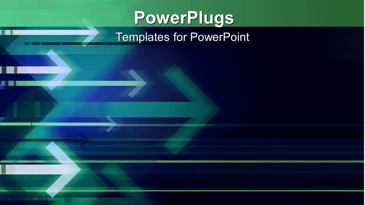 Series of Blue Arrows on Dark Background with Green Top and Bottom Borders