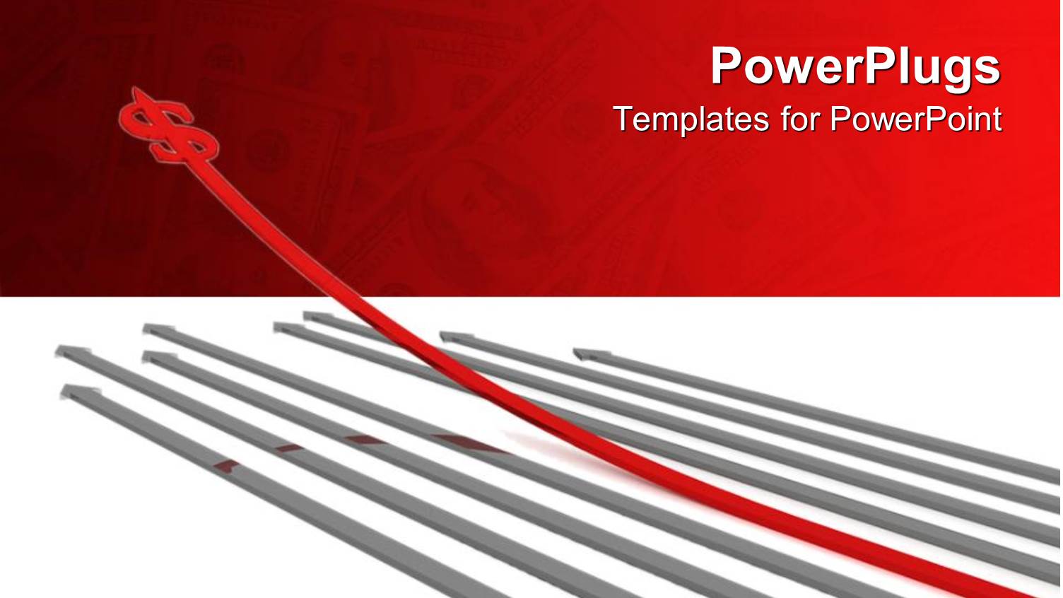 Series of Gray Arrows with One Red Arrow and Dollar Sign