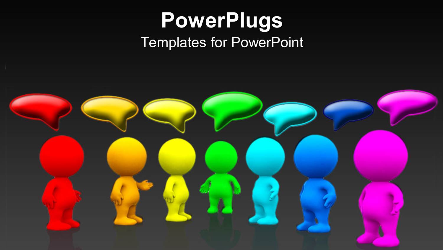 Seven Multi Colored People with Talk or Think Bubbles