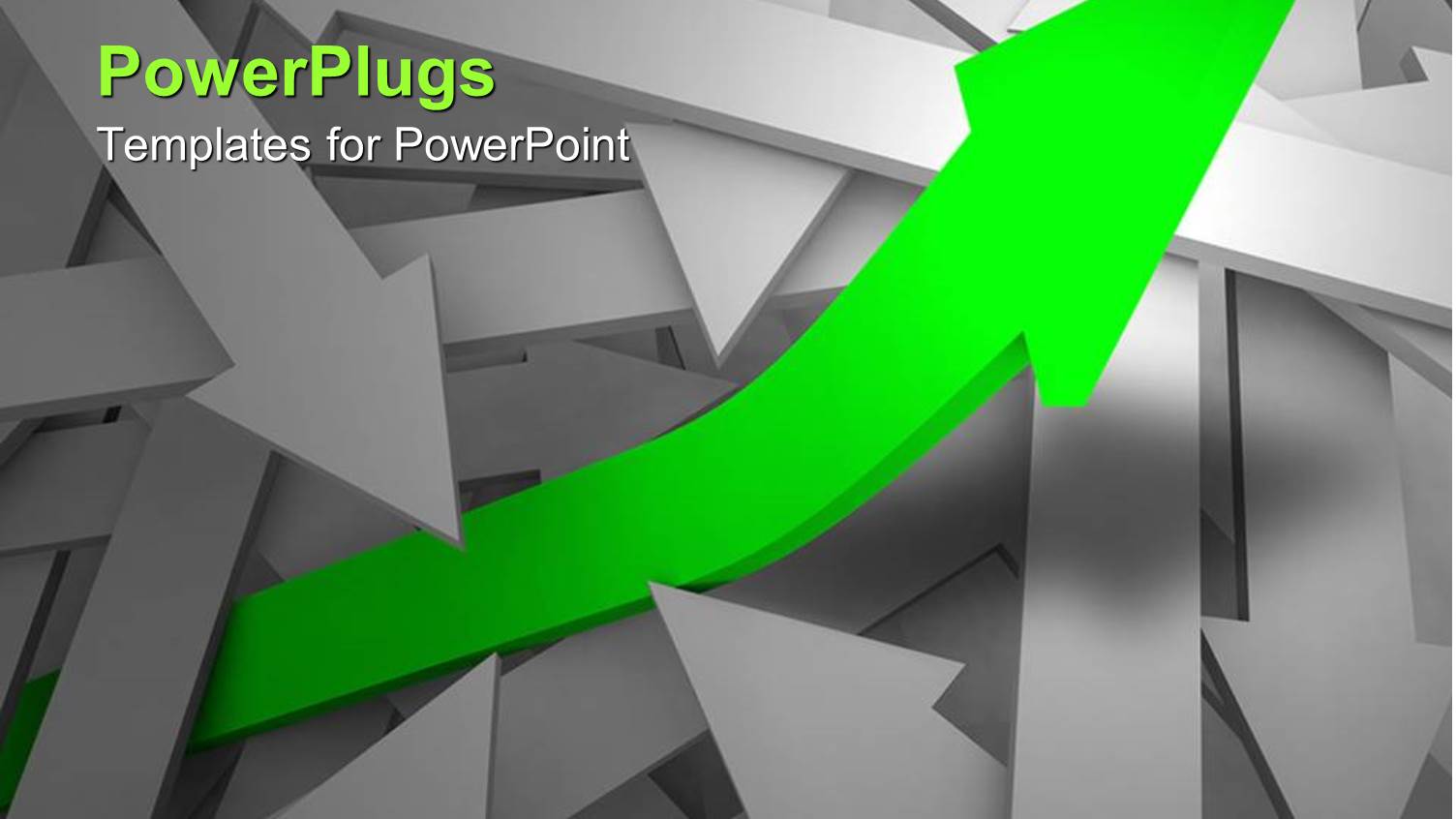 Several Gray Arrows One on Another and Green Arrow Rising from Between Gray Arrows