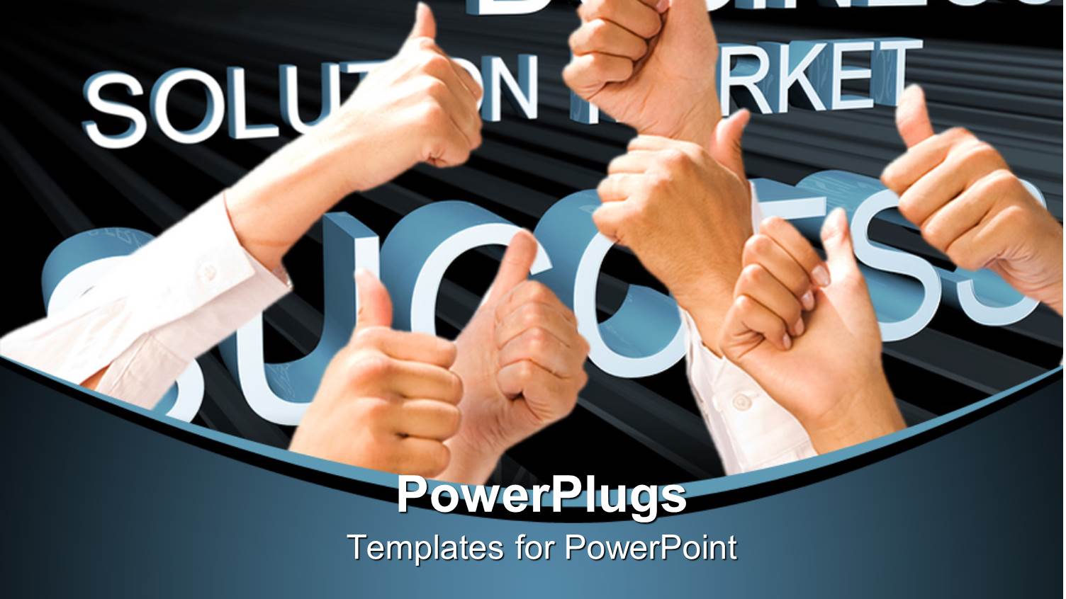 Several Hands with Thumbs Up Gestures in Front of Success Related Words