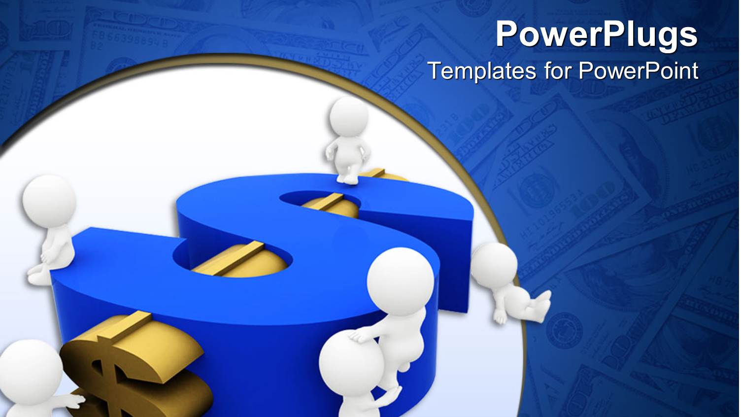 Several White Figures Surrounding large Dollar Sign