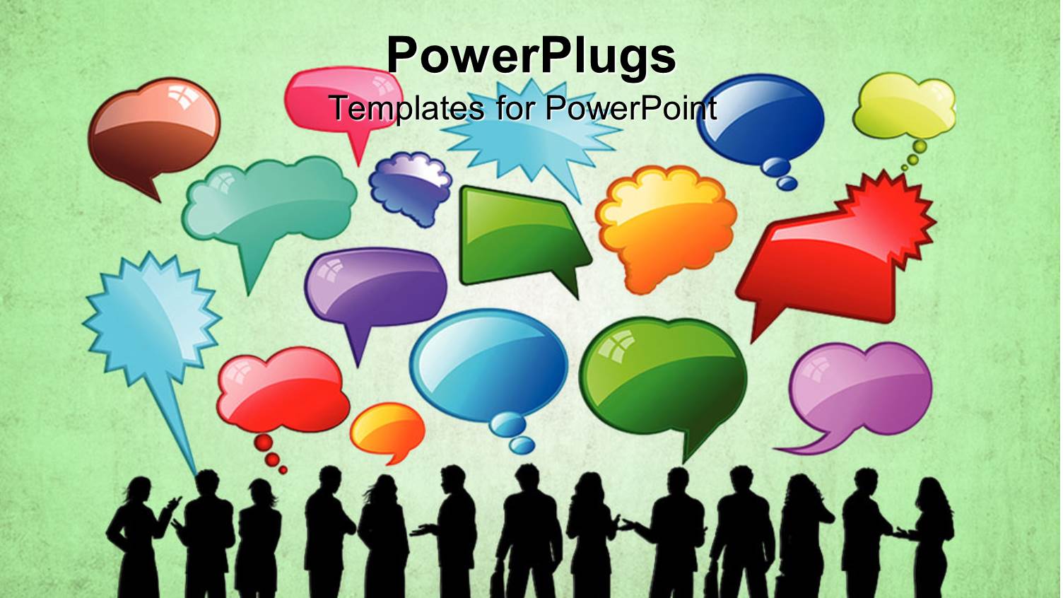 Shadow Images of People and Different Colored and Shaped Thought Bubbles