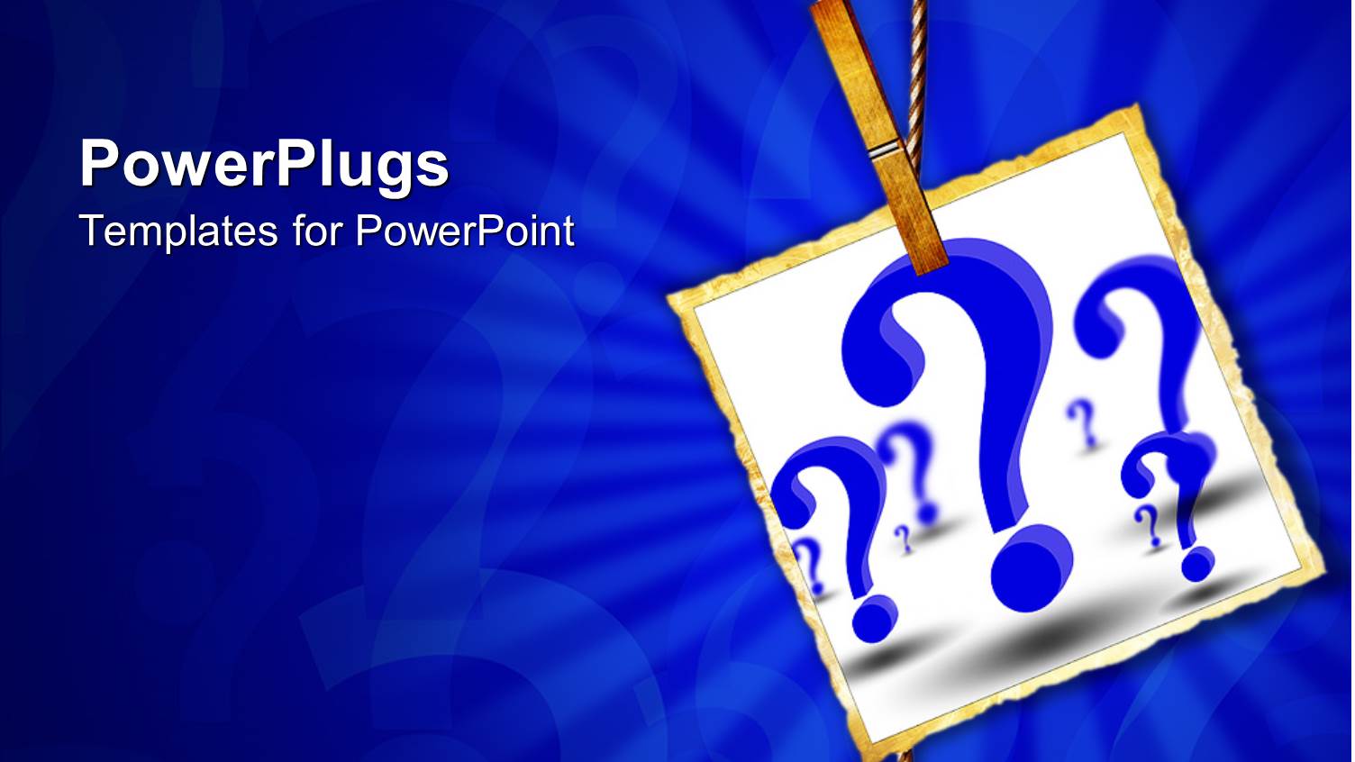 Sheet of Paper Pegged to a Rope with Blue Question Marks