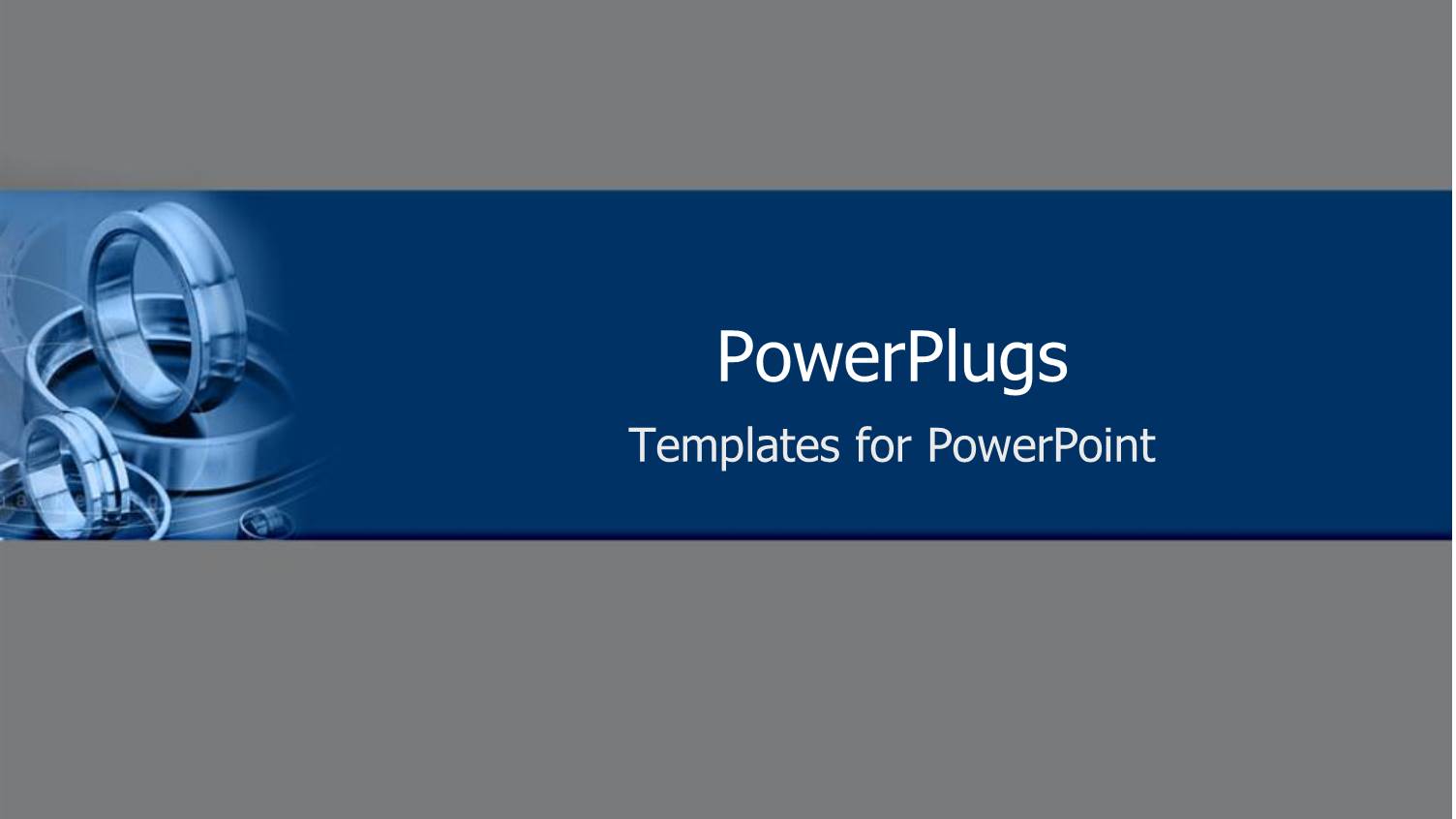 Shining Steel Rings Engine Parts on Blue Band Over Gray Background