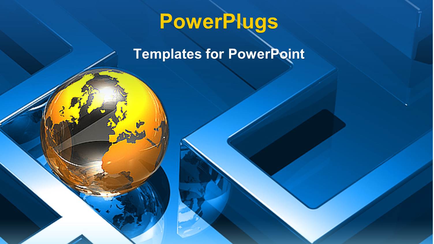 Shinning Gold Colored Globe on a Blue Reflective Surface