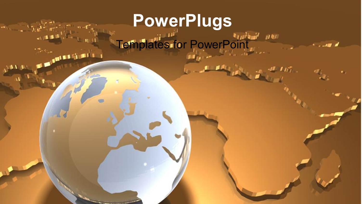 Shinny Glass Earth Globe Over Metallic Gold World Map