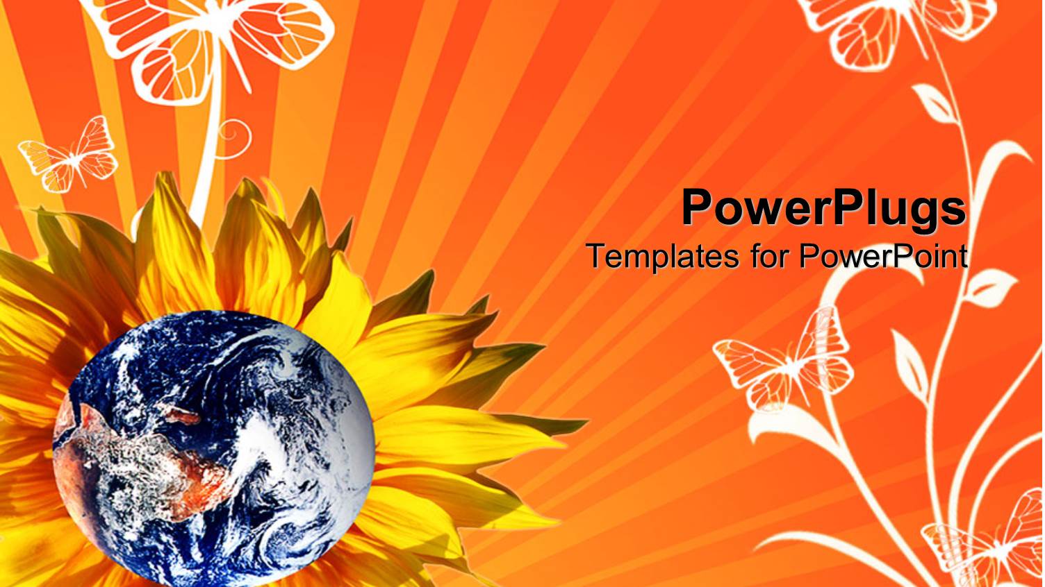 Shiny Earth Depiction in a Yellow Flower and Butterflies