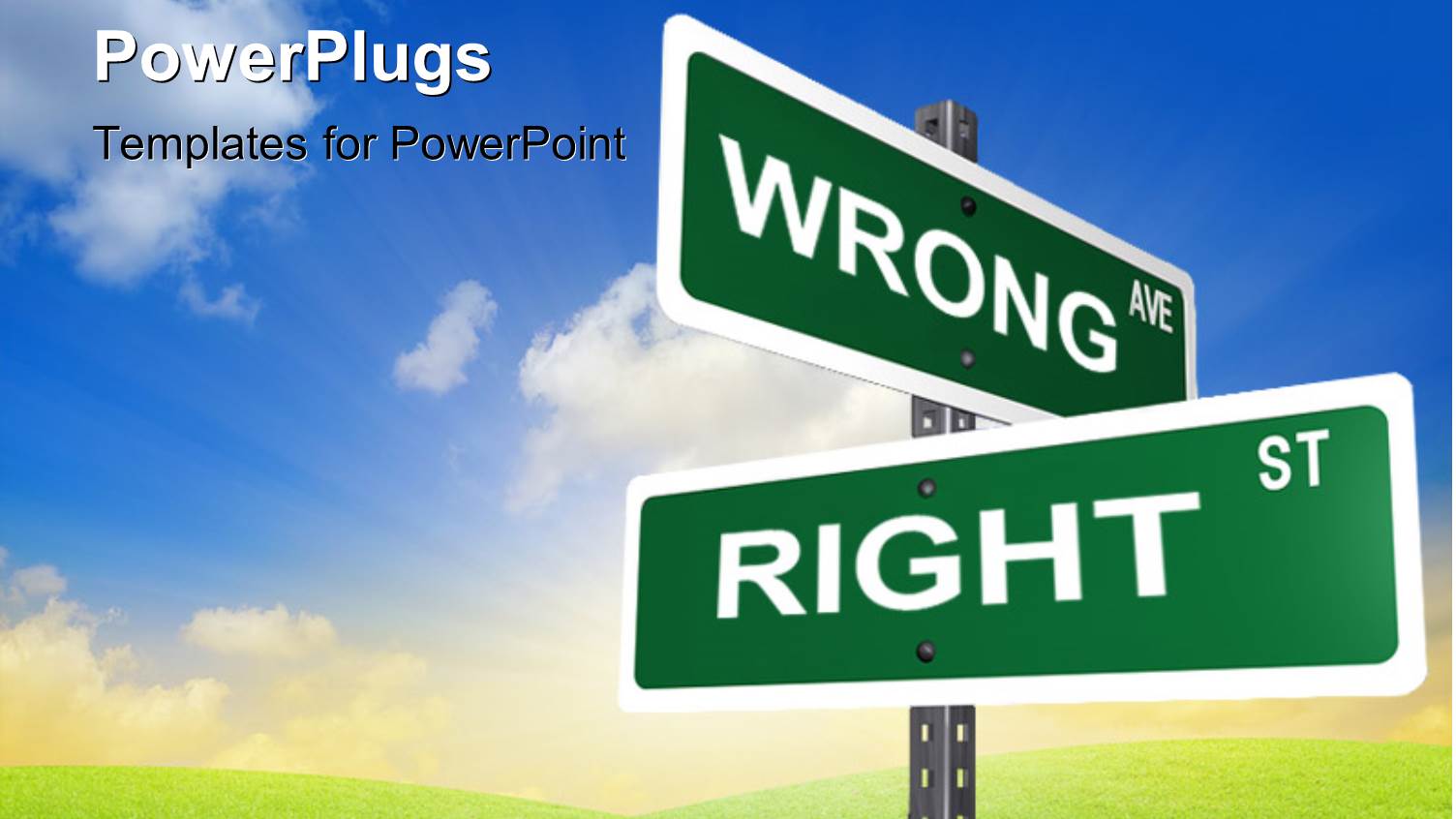 Sign Post with Right and Wrong Directions with Nature Landscape in the Background