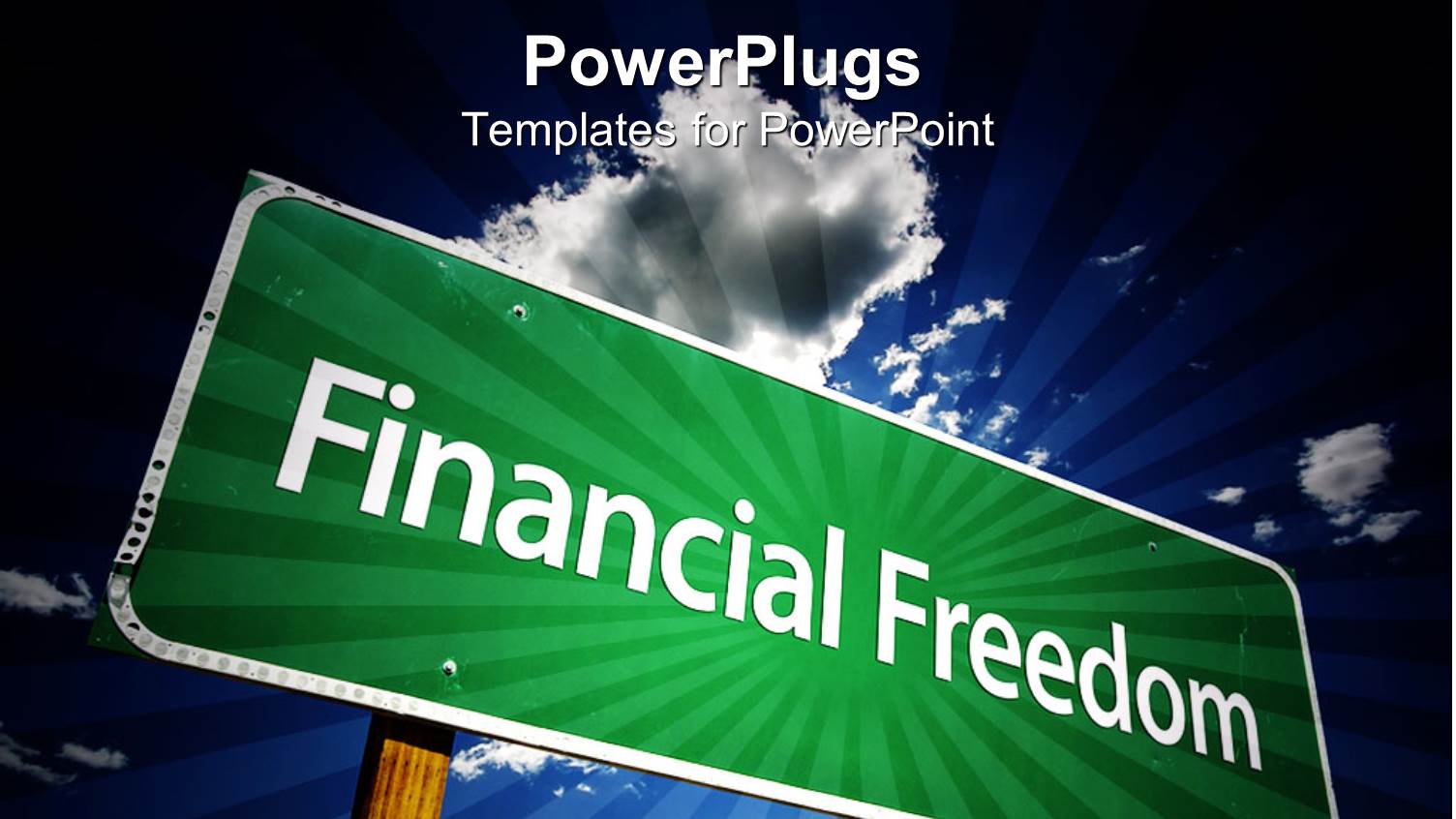 a Sign Saying Financial Freedom with Clouds in the Background