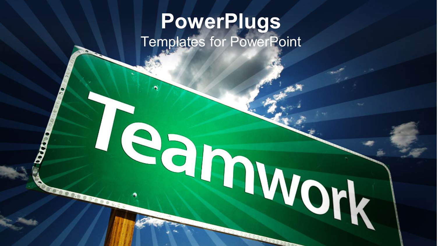 a Sign of Teamwork with Clouds in the Background