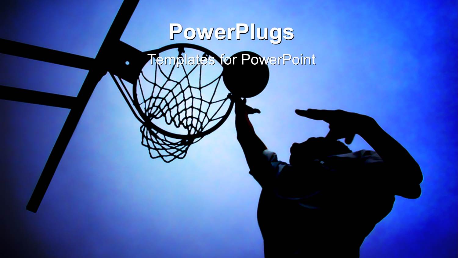 Silhouette of Basketball Player in Court Rising Up for a Slam Dunk