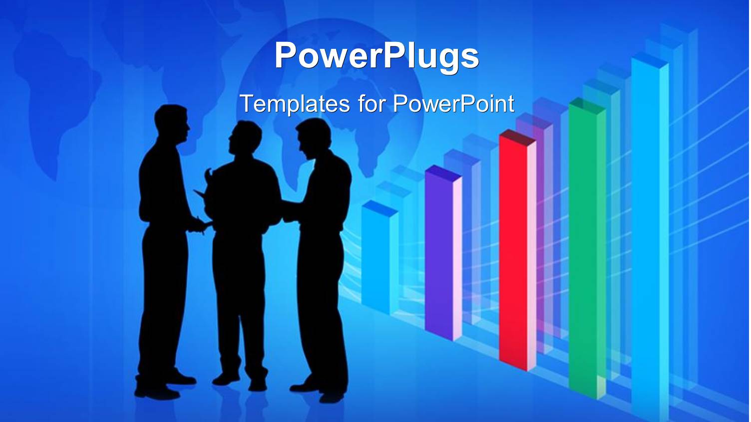 Silhouette of Business Men Interacting with Graphs in Background