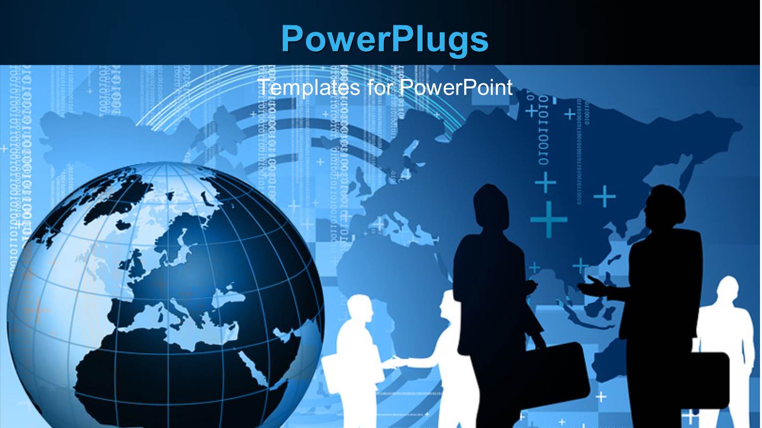 Silhouette of Business Men Shaking Hands with Globe Over World Map