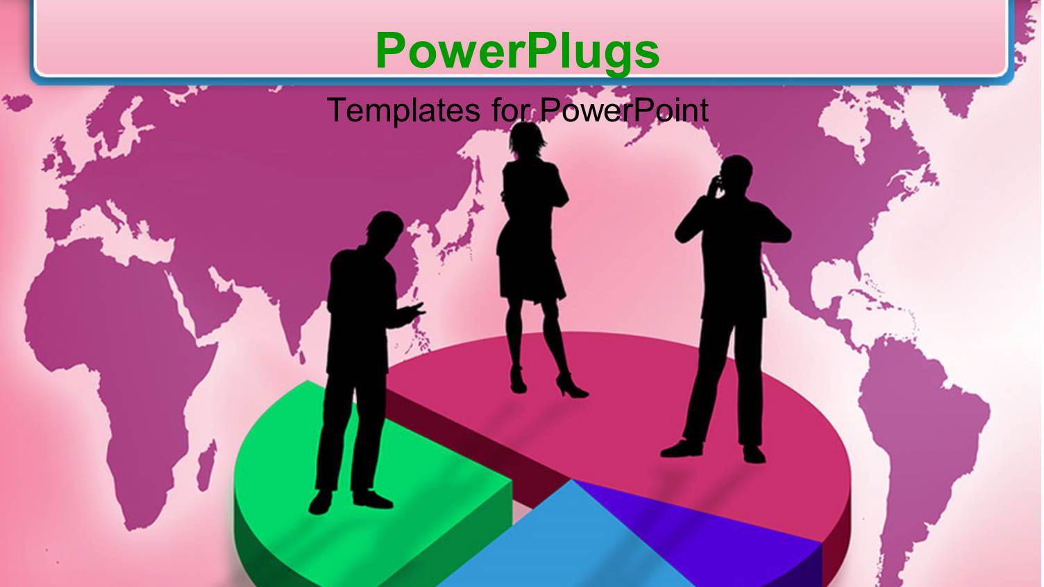Silhouette of Business Persons Standing on Pies of Pie Chart