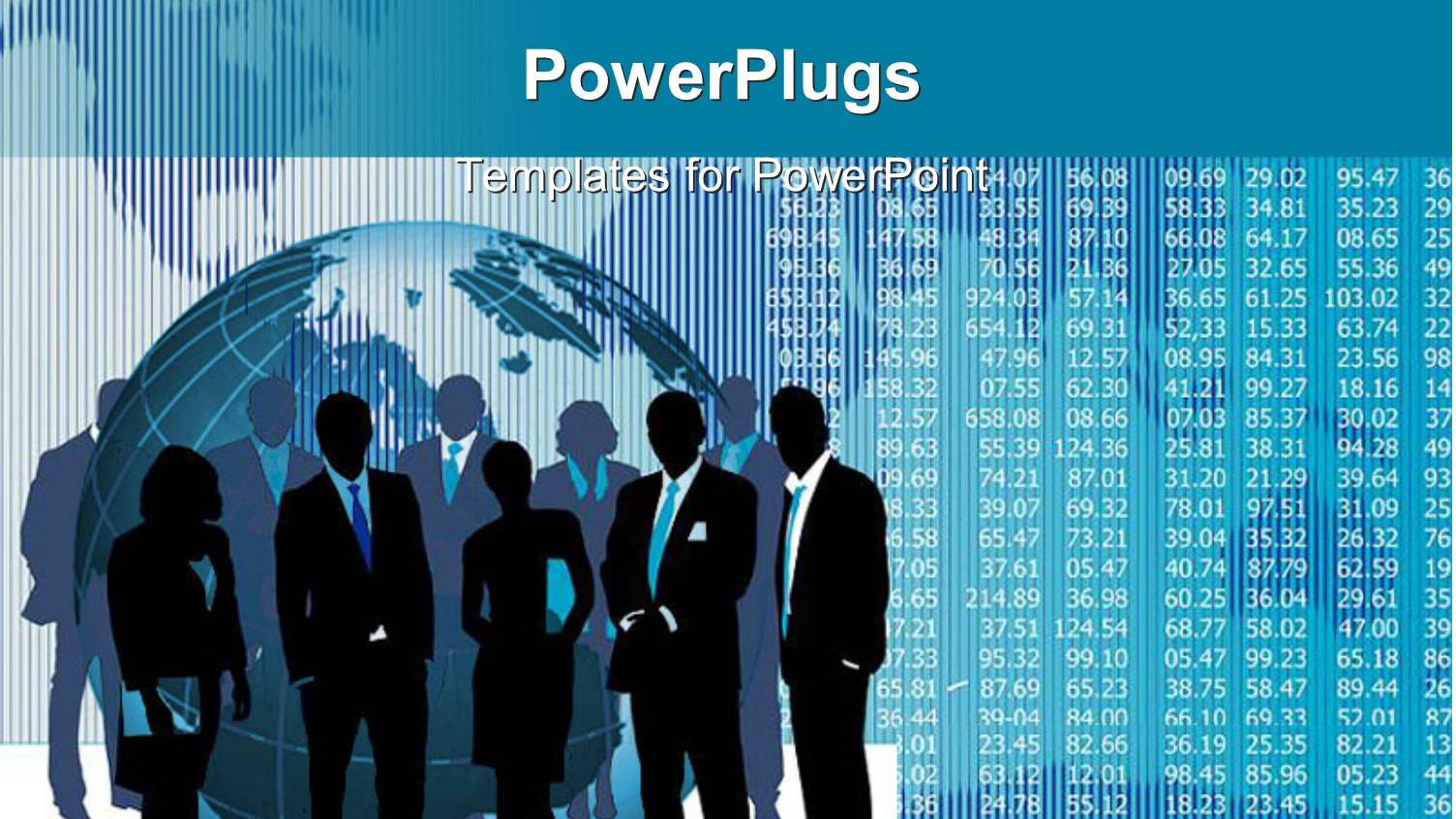 Silhouette of Business Team and Earth Globe with Binary Digits 