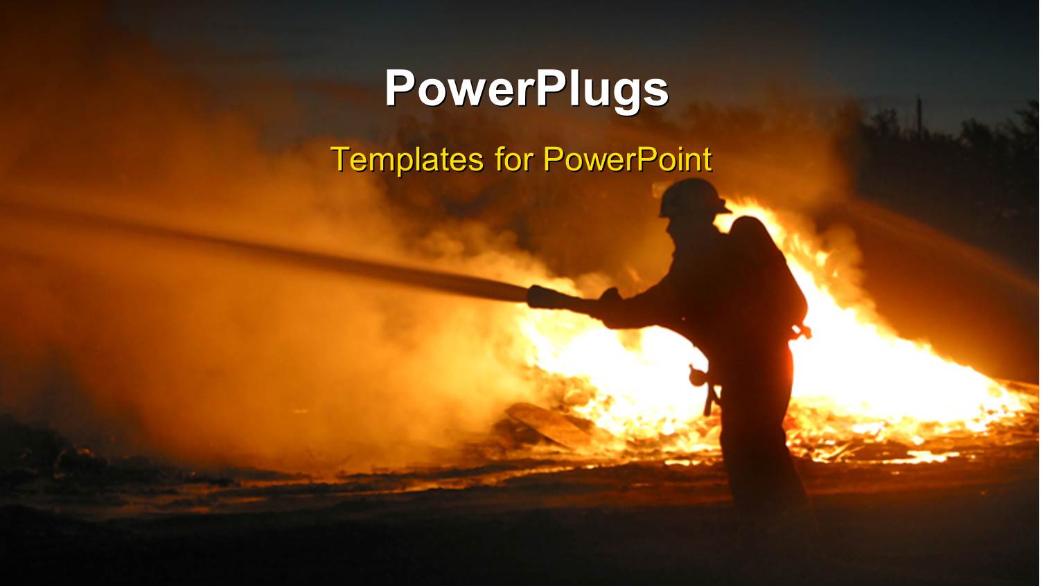 Silhouette of a Firefighter at a Fire Scene