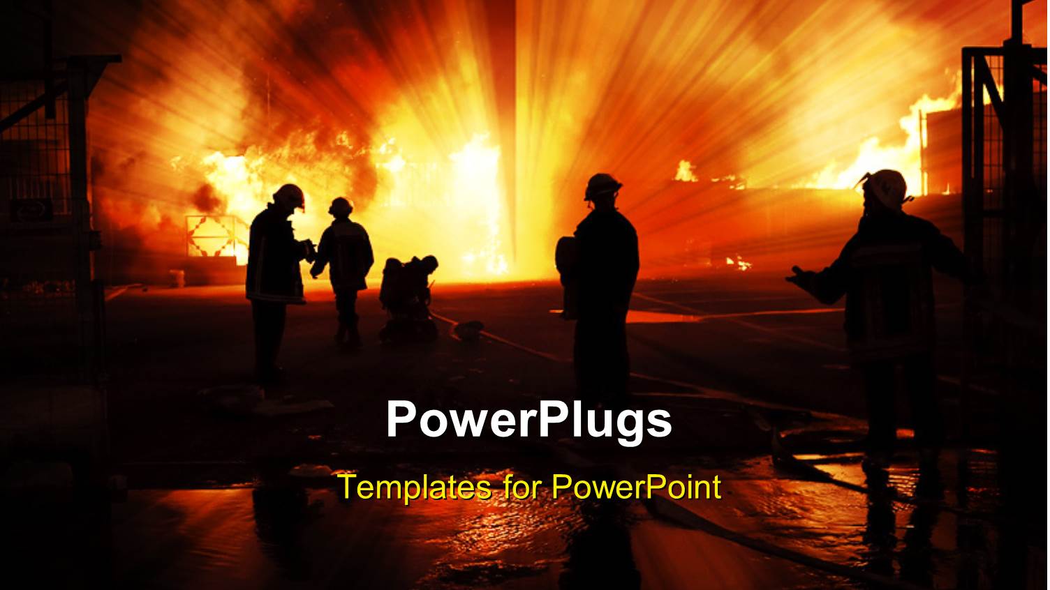 Silhouette of Firefighters with Fire