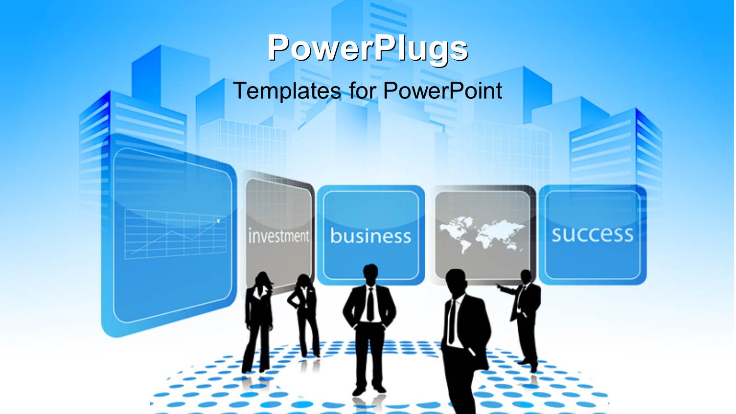 a Silhouette of Five Business People Standing with some Tiles Above them