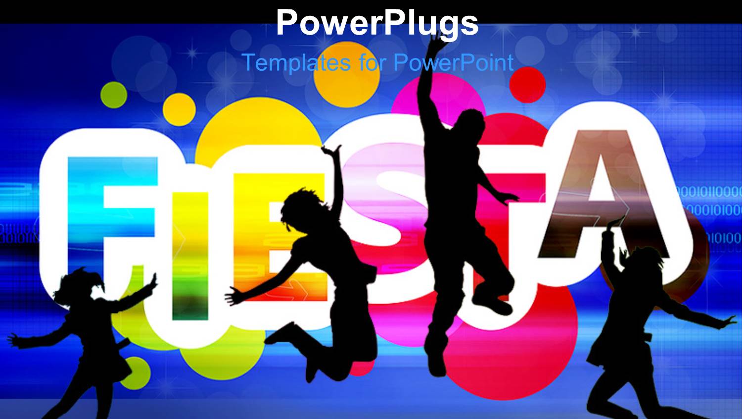 Silhouette of Four People Dancing Over Colorful Background