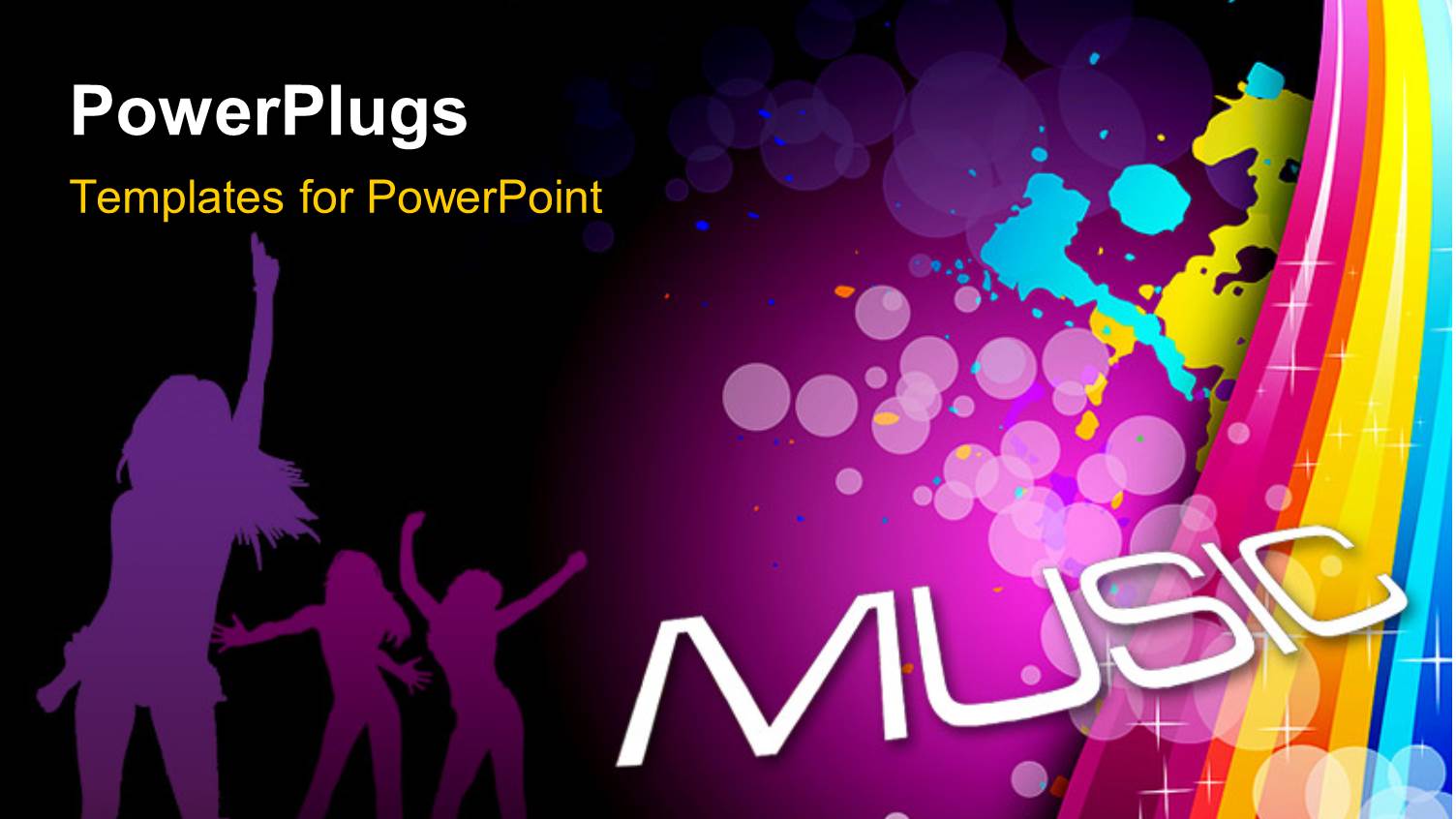 Silhouette of Laadies Dancing on Music Themed Colorful Background