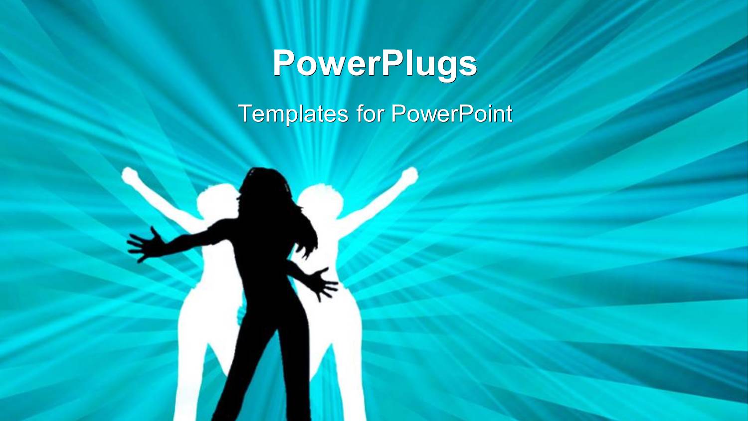 Silhouette of Lady Dancing on Abstract Blue Background with Lines