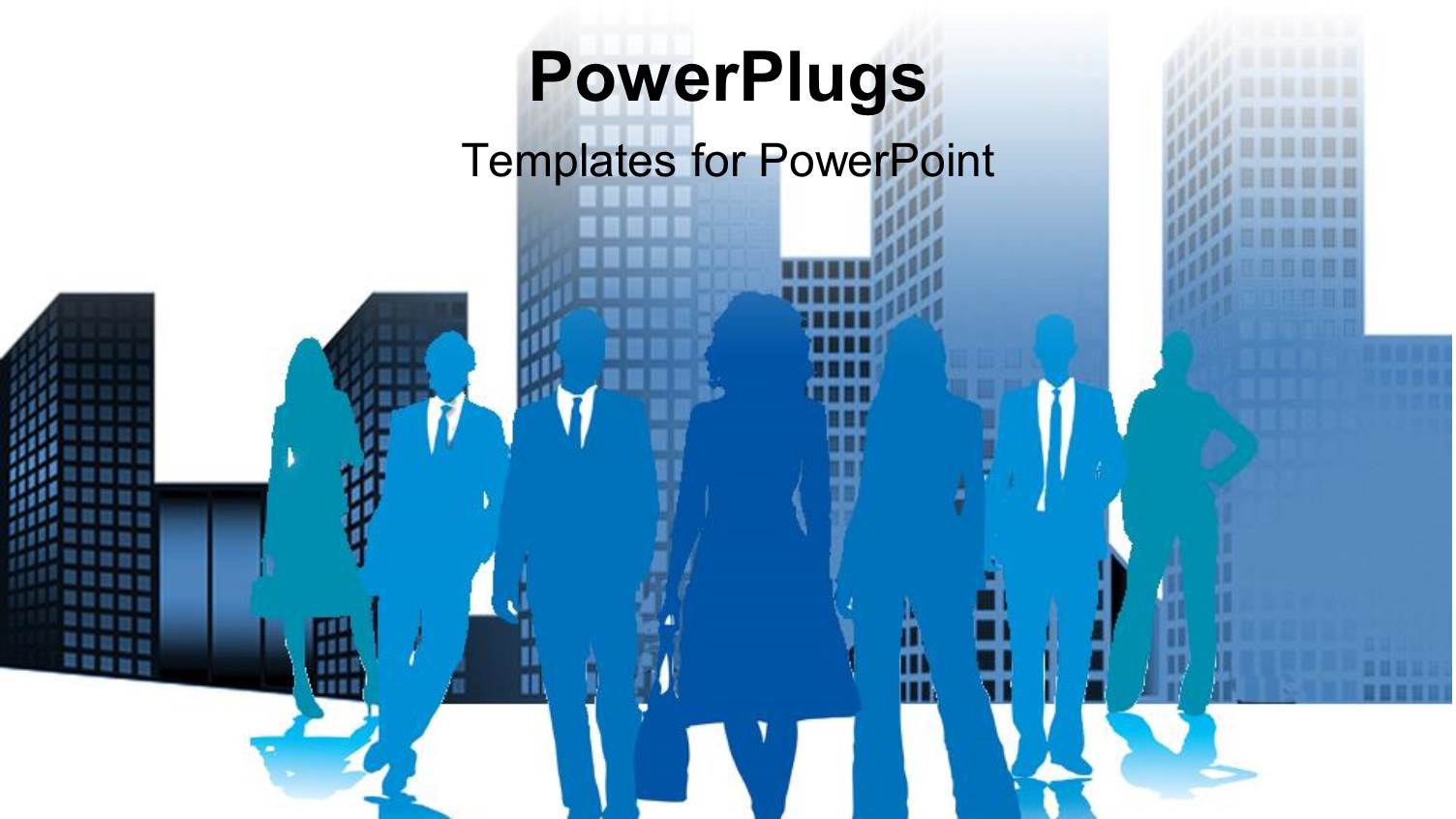 a Silhouette of Lots of Business People with a City Landscape