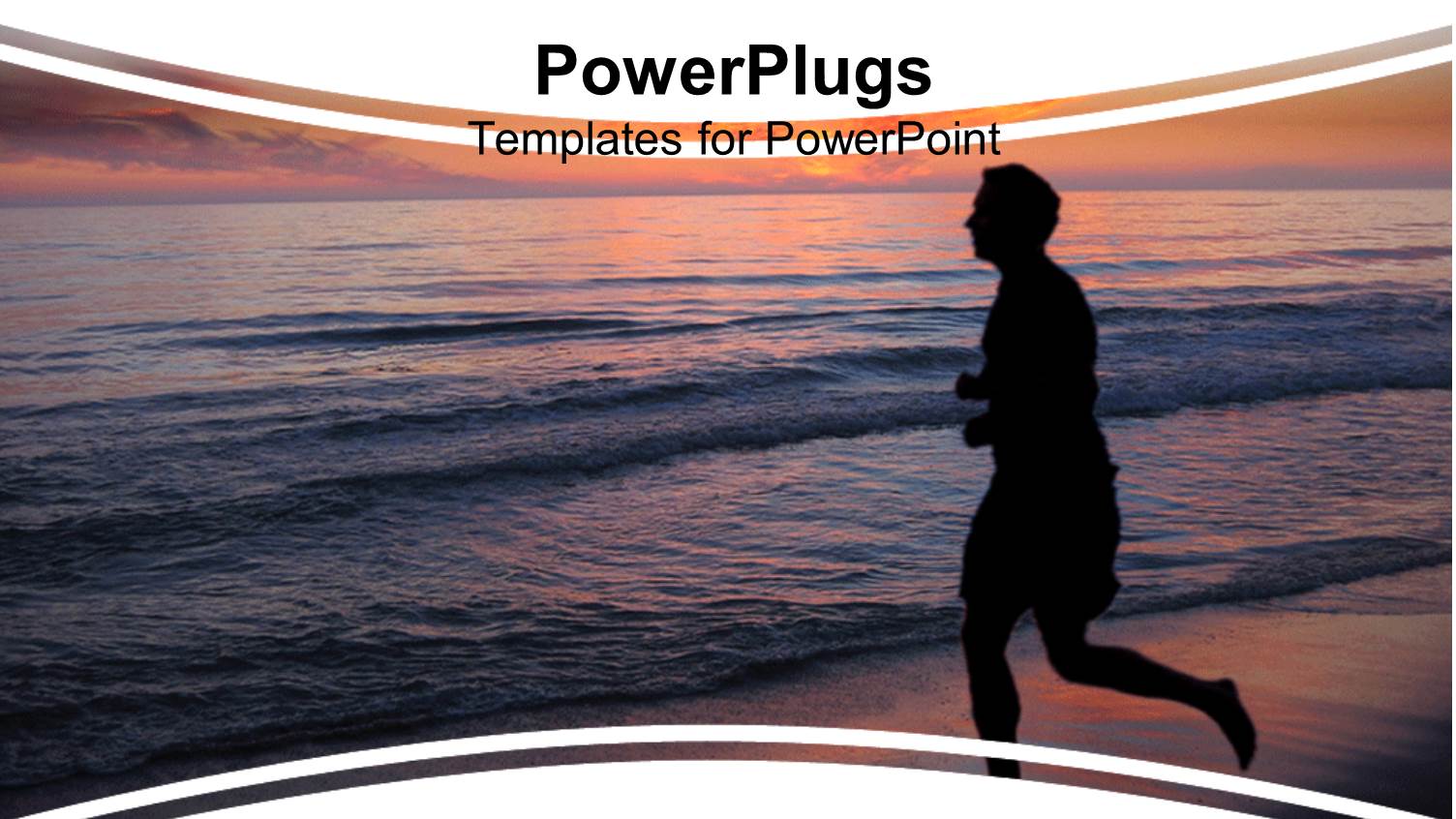 Silhouette of Man Running to the Sea Water at Sunset