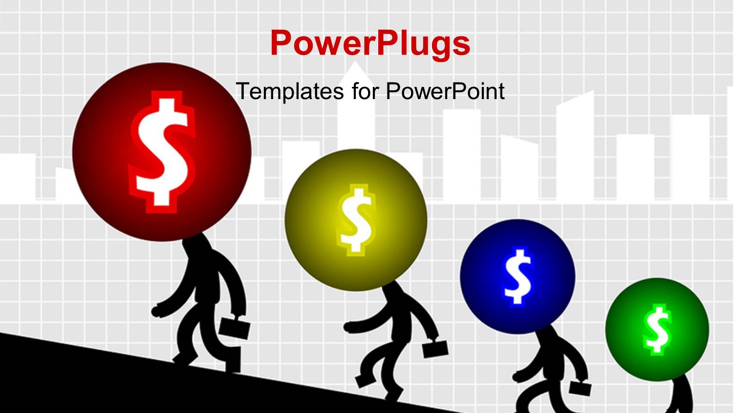 Silhouette of Men with Dollar Heads Walking Uphill