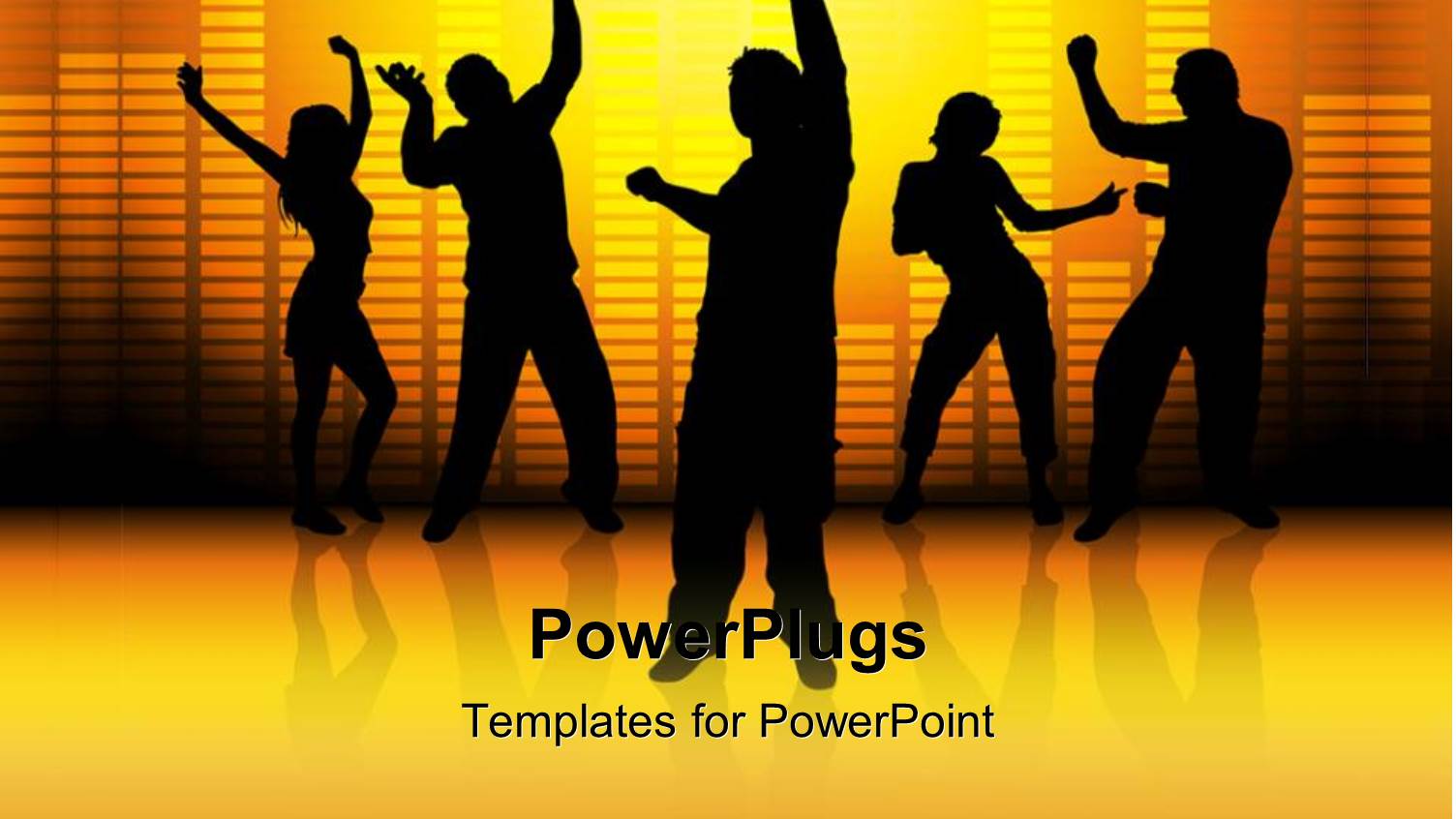 Silhouette of People Dancing with Graphic Equalizer Bars in Background