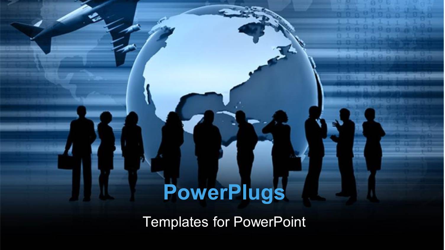 Silhouette of People Discussing Beside Globe with Airplane and WWW Sign