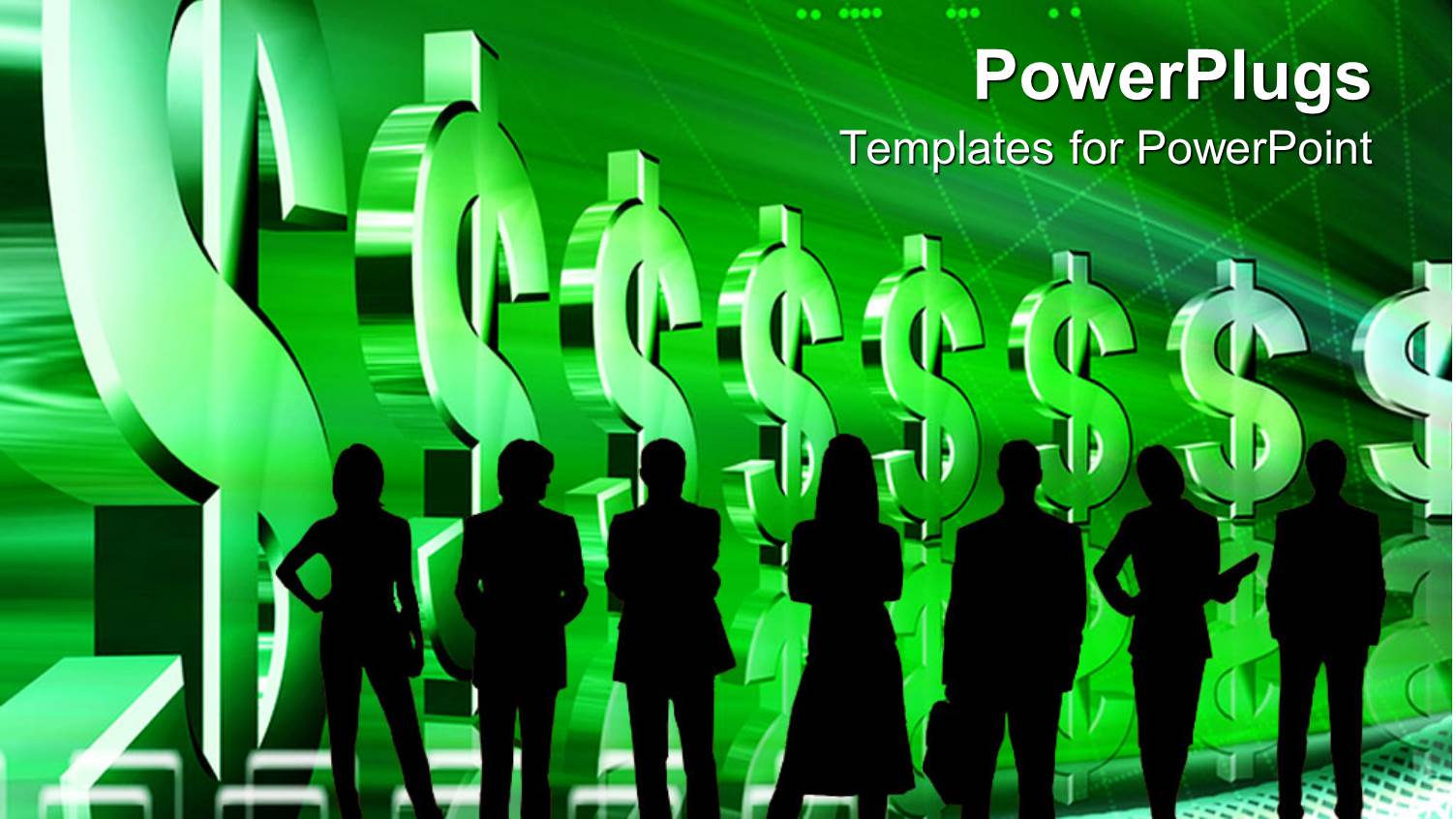 Silhouette of People Posing Before large 3D Dollar Signs