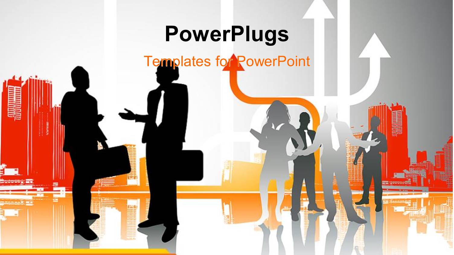 Silhouettes of Business People Having Meetings on a Painted City Landscape