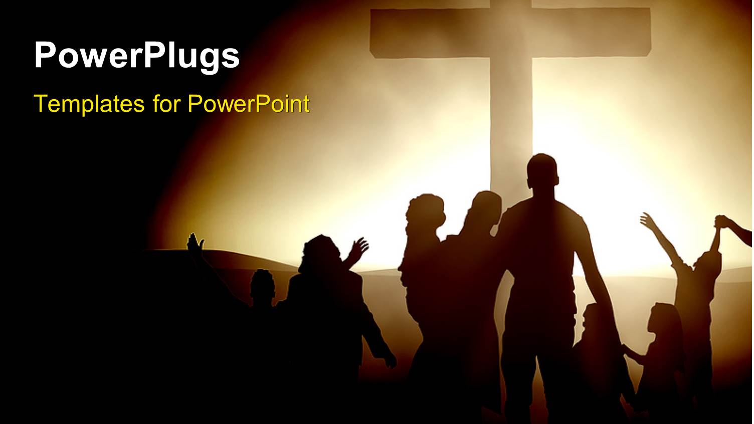 Silhouettes of Family Members at the Cross of Jesus with Black Color