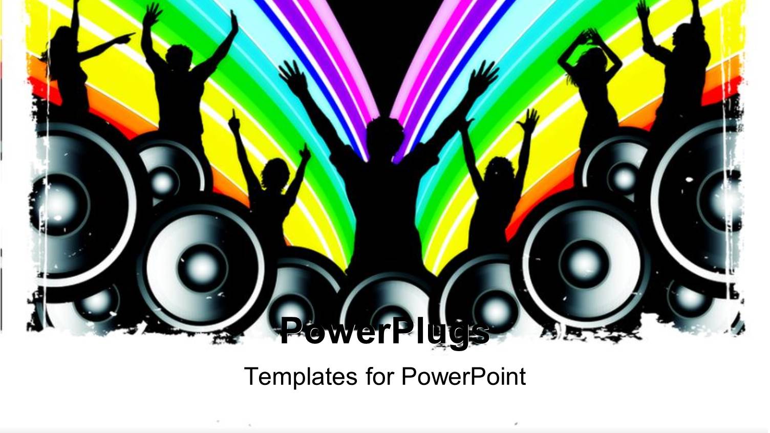 Silhouettes of People Dancing with Speakers, Rainbow Stripes, Party, Celebration, Pride