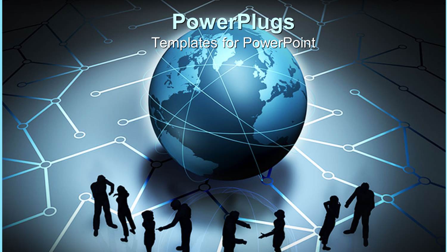 Silhouettes of People Interacting in Pairs in Front of Globe